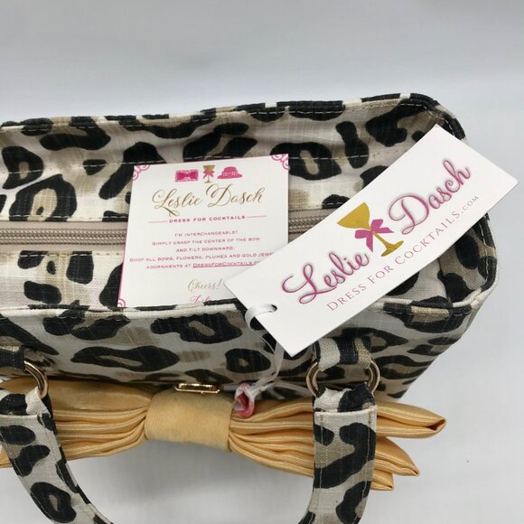 Leslie Dasch Dress For Cocktails Cotton Leopard The Worth Handbag - Picture 10 of 11